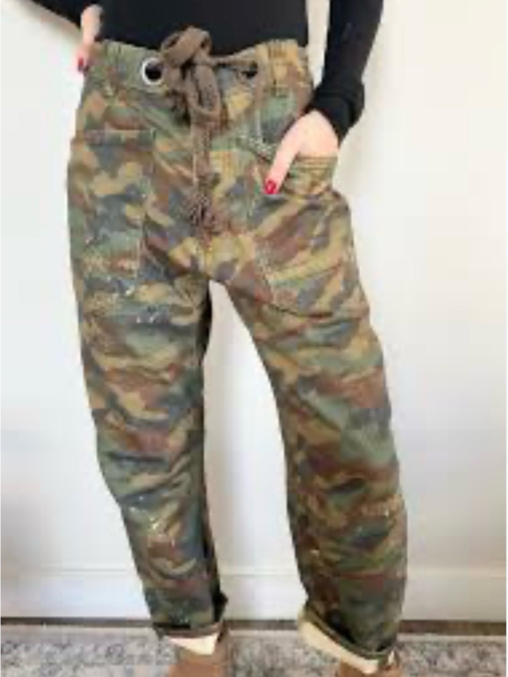 Free People printed moxie barrel jeans in Camo